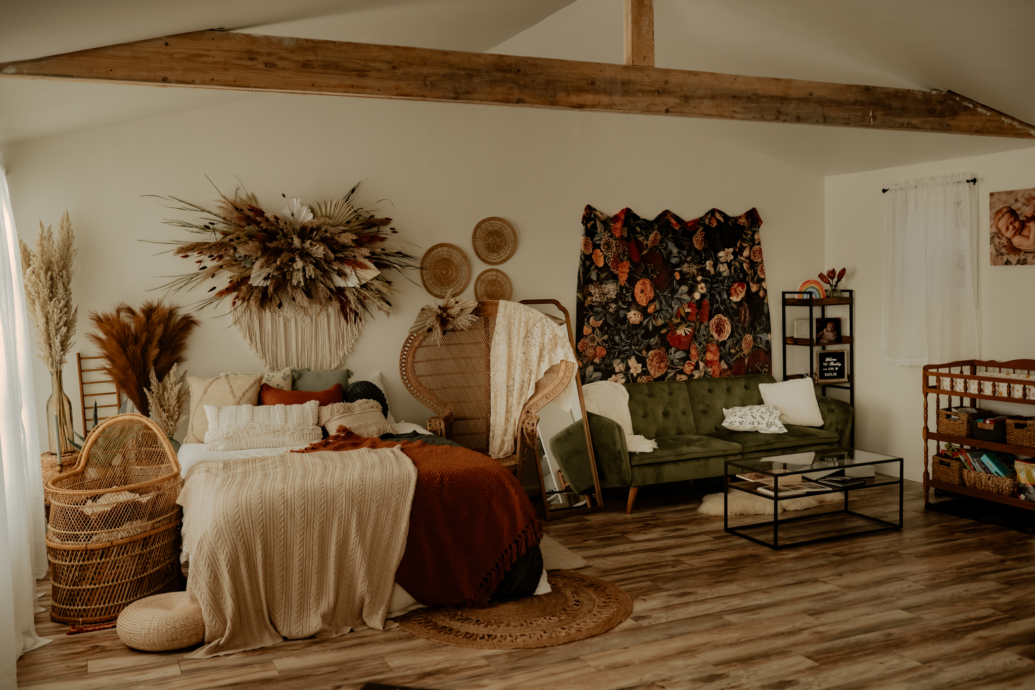 Dover PA Photograpy Studio featuring a boho li festyle bed